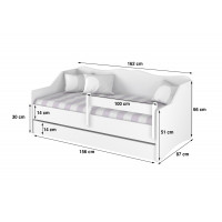 Dětská postel s přistýlkou LULLU 160x80cm - RŮŽOVÁ BALETKA - bílá