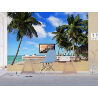 Moderní fototapeta - Palmy na pláži - 360x270 cm