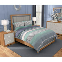 Flanelové povlečení Stripes - fialové/tyrkysové - 160x200 cm