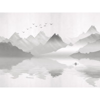Moderní fototapeta - Loďka na horském jezeře - 360x270 cm