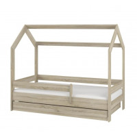 Dětská domečková postel se šuplíkem LITTLE HOUSE - dub sonoma - 160x80 cm