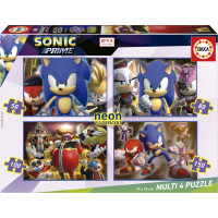 EDUCA Svítící puzzle Sonic Prime 4v1 (50,80,100,150 dílků)