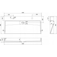 Umyvadlo z litého mramoru MEXEN AVA 100 cm - s otvorem pro 2 baterie - bílé, 23011002