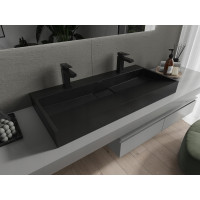 Umyvadlo z litého mramoru MEXEN AVA 100 cm - s otvorem pro 2 baterie - černé, 23011072