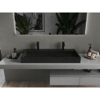 Umyvadlo z litého mramoru MEXEN AVA 100 cm - s otvorem pro 2 baterie - černé, 23011072