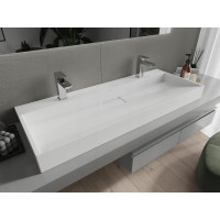Umyvadlo z litého mramoru MEXEN AVA 120 cm - s otvorem pro 2 baterie - bílé, 23011202