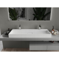 Umyvadlo z litého mramoru MEXEN AVA 120 cm - s otvorem pro 2 baterie - bílé, 23011202