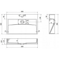 Umyvadlo z litého mramoru MEXEN AVA 60 cm - s otvorem pro baterii - bílé, 23016001