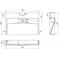 Umyvadlo z litého mramoru MEXEN AVA 70 cm - s otvorem pro baterii - černé, 23017071