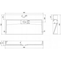 Umyvadlo z litého mramoru MEXEN AVA 90 cm - s otvorem pro baterii - bílé, 23019001