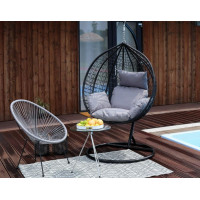Závěsné houpací křeslo CLASSY - černé + šedý polštář PRIMA