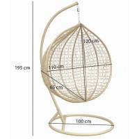 Závěsné houpací křeslo CLASSY - černé + šedý polštář PRIMA
