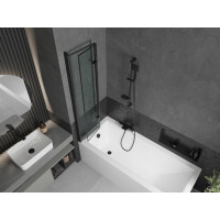 Vanová zástěna MEXEN CASTOR 80x150 cm - černá - čiré sklo s černým rámem, 892-080-002-70-70