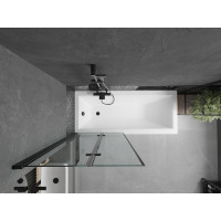 Vanová zástěna MEXEN CASTOR 80x150 cm - černá - čiré sklo s černým rámem, 892-080-002-70-70