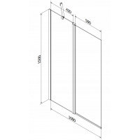 Vanová zástěna MEXEN FLIP 100x150 cm - černá - čiré sklo, 894-100-101-70-00