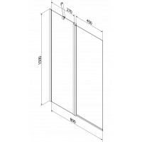 Vanová zástěna MEXEN FLIP 80x150 cm - černá - čiré sklo, 894-080-101-70-00