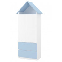 Dětská domečková šatní skříň - BEZ MOTIVU - modrá