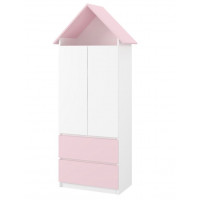 Dětská domečková šatní skříň - BEZ MOTIVU - růžová