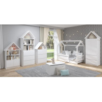 Dětská domečková postel se šuplíkem LITTLE HOUSE - bílá - 160x80 cm