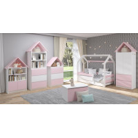 Dětská domečková postel LITTLE HOUSE - růžová - 160x80 cm
