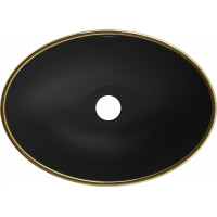 Keramické umyvadlo MEXEN ELZA - černé matné se zlatým okrajem, 21014025