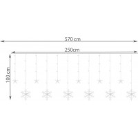 Světelný závěs Vločky a hvězdy - 138 LED - studená bílá 31V