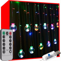 Světelný závěs s dálkovým ovladačem Baňky 108 LED USB - vícebarevný