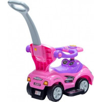 ECOTOYS Odrážedlo se zvuky a vodící tyčí Auto růžové