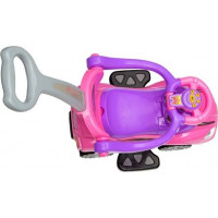 ECOTOYS Odrážedlo se zvuky a vodící tyčí Auto růžové