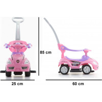 ECOTOYS Odrážedlo se zvuky a vodící tyčí Auto růžové