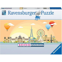 RAVENSBURGER Panoramatické puzzle Den v Paříži 1000 dílků