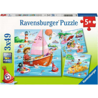 RAVENSBURGER Puzzle Zvířátka a vodní plavidla 3x49 dílků