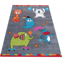 Dětský koberec Zvířátka v cirkuse - šedý