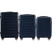 Moderní cestovní kufry BULK - set S+M+L - tmavě modré - TSA zámek