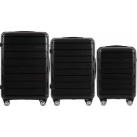 Moderní cestovní kufry BULK - set S+M+L - černé - TSA zámek