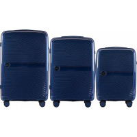 Moderní cestovní kufry DIMPLE - set S+M+L - tmavě modré - TSA zámek