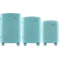 Moderní cestovní kufry WAY - set S+M+L - světle modré - TSA zámek