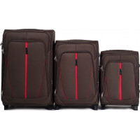 Moderní cestovní tašky STRIPE 2 - set S+M+L - kávově hnědé