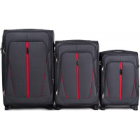 Moderní cestovní tašky STRIPE 2 - set S+M+L - tmavě šedé