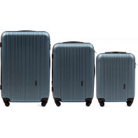 Moderní cestovní kufry FLAMENGO - set S+M+L - metalické modré