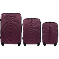 Moderní cestovní kufry CADERE - set S+M+L - vínově červené