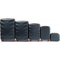 Moderní cestovní kufry ARROW - set KK+XS+S+M+L - tmavě zelené