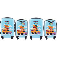 Dětské cestovní kufry AUTO - set 2x XS + 2x S - modré/žluté