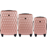 Moderní cestovní kufry DUVE - set S+M+L - rose gold - TSA zámek