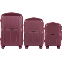 Moderní cestovní kufry MASK - set S+M+L - vínově červené