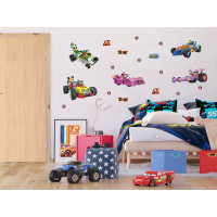 Dětská samolepka na zeď - DISNEY - Mickey Mouse - závodníci - 65x85 cm