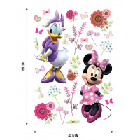 Dětská samolepka na zeď - DISNEY - Minnie a Daisy v květinách - 42,5x65 cm