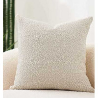 Polštář JESS 45x45 cm - ZEN - bouclé/samet - krémový