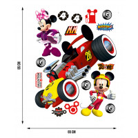 Dětská samolepka na zeď - DISNEY - Minnie a Mickey se připravují k závodům - 65x85 cm