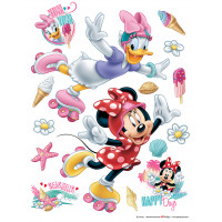 Dětská samolepka na zeď - DISNEY - Minnie a Daisy na kolečkových bruslích - 65x85 cm